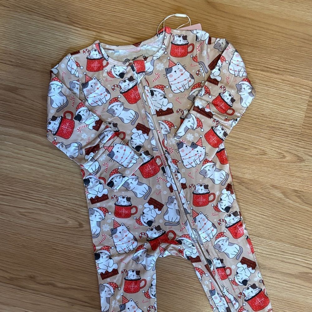 PoshTot Cat in Mugs Bamboo Pajamas